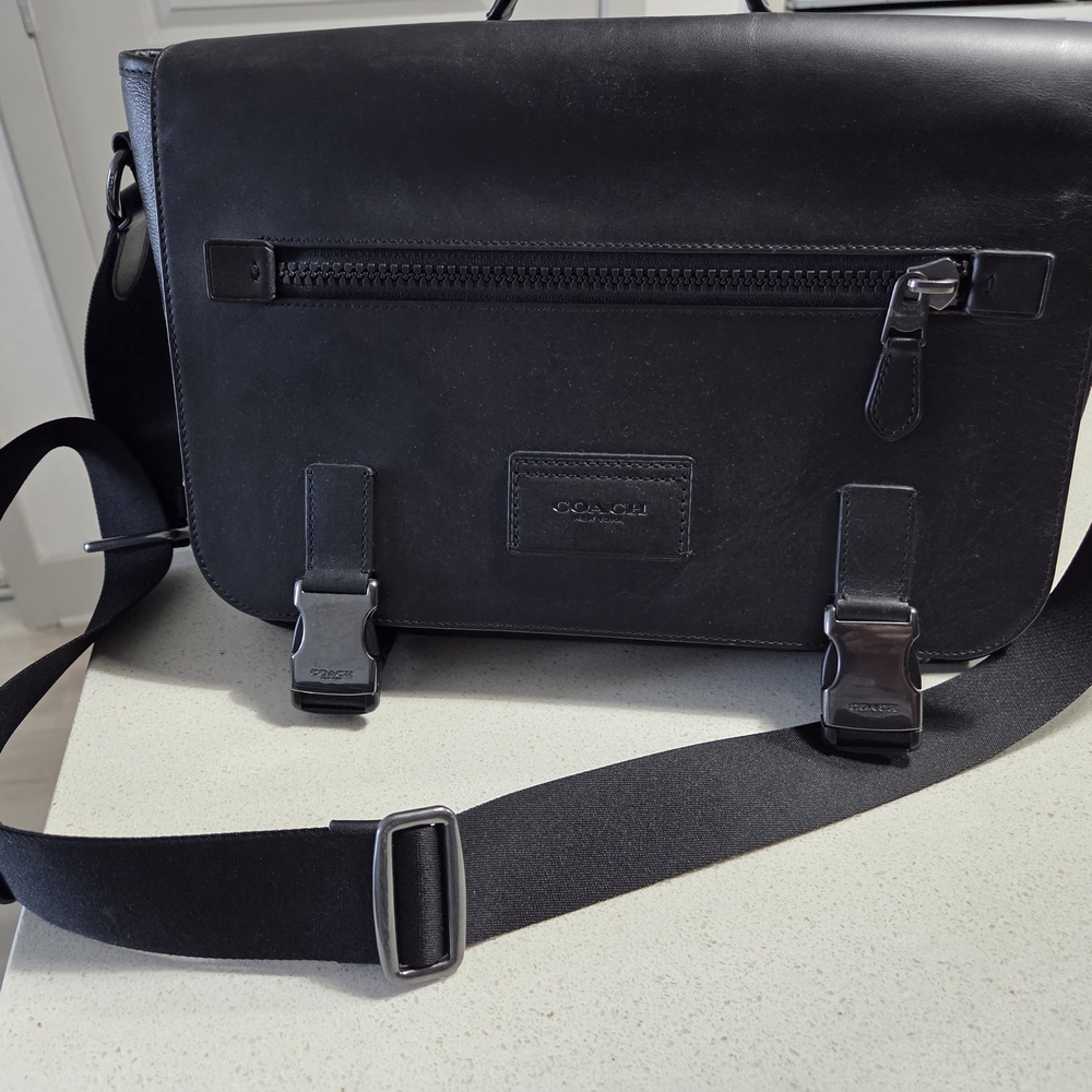 Coach Black Leather Messenger Bag